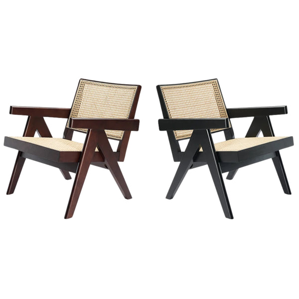 Set of 2 Nordic Rattan Chairs – Ash Wood Lounge Chairs