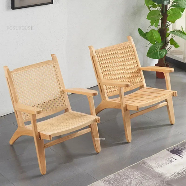 Minimalist Solid Wood Lounge Chair for Home & Balcony