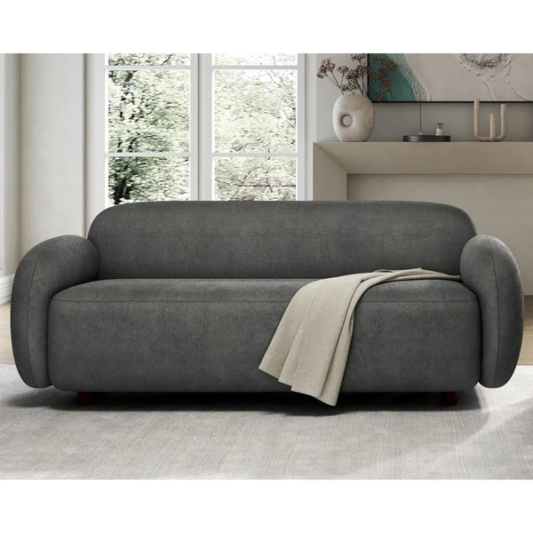 Modern Cloud Sofa, 3-Seater Boucle Couch for Living Room & Office – Curved Grey