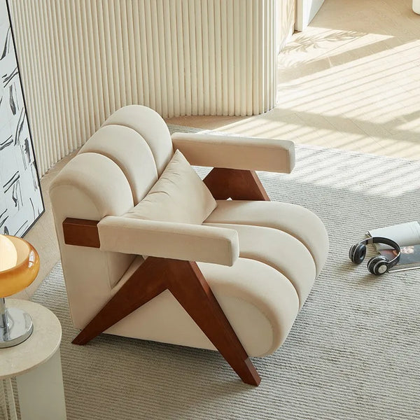 Wabi-Sabi Sherpa Lounge Chair - Japanese Cream Design