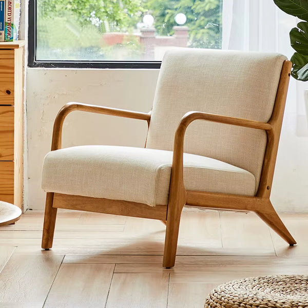 Karl Mid-Century Accent Chair with Pillow & Wood Frame